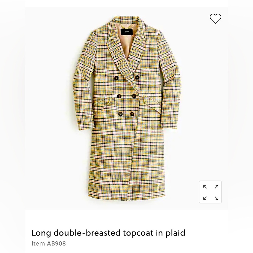 J. Crew Double Breasted Plaid TopCoat